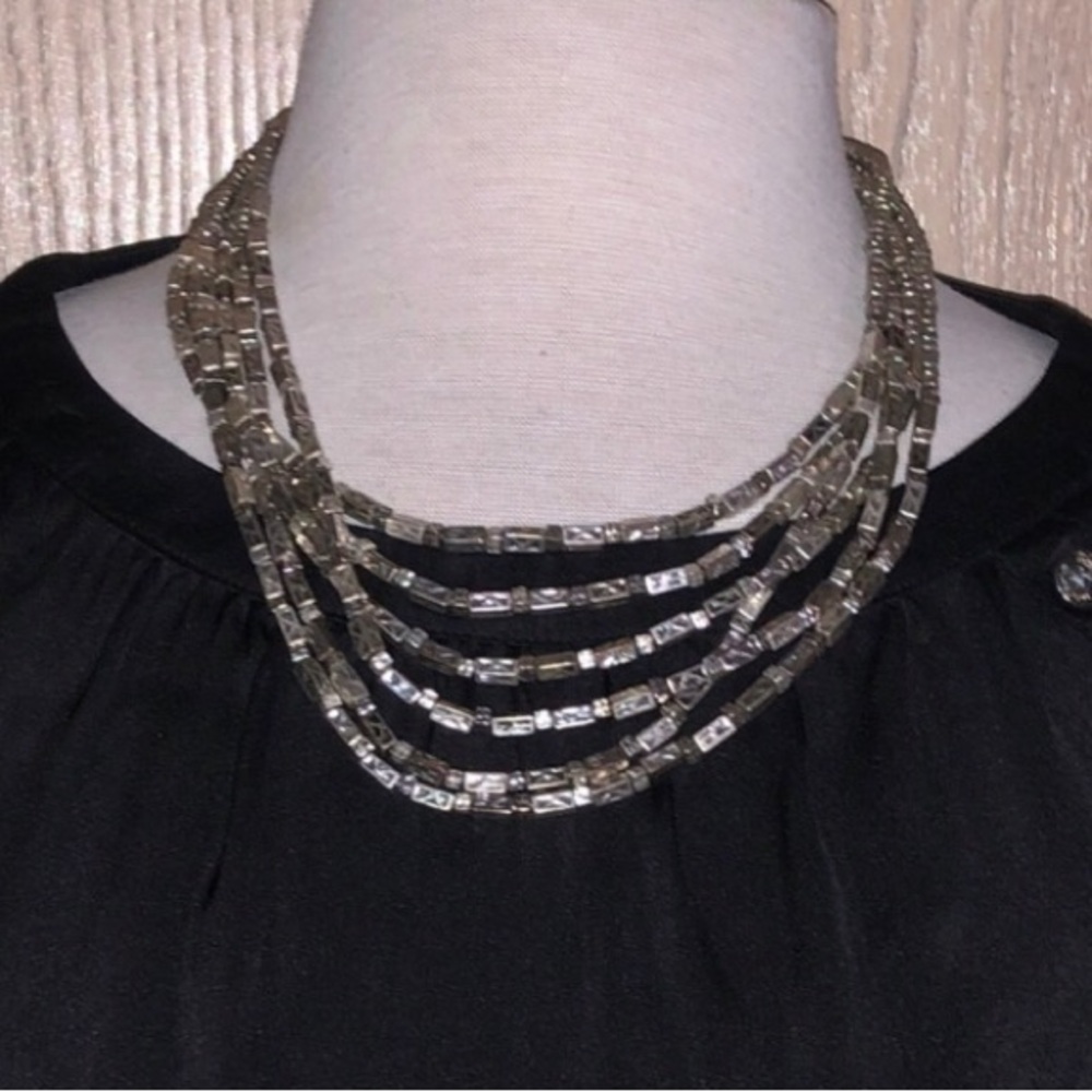 Chico's Cercelo Silver Toned 6 Strand Necklace 10” Shortest - Picture 2 of 8
